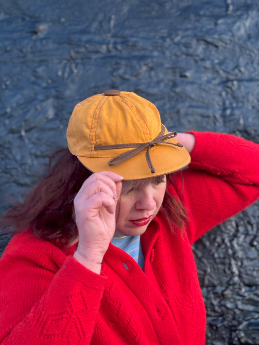 50's "Marvelous Mrs. Maisel" Gold & Brown Bow Sporty Baseball Cap