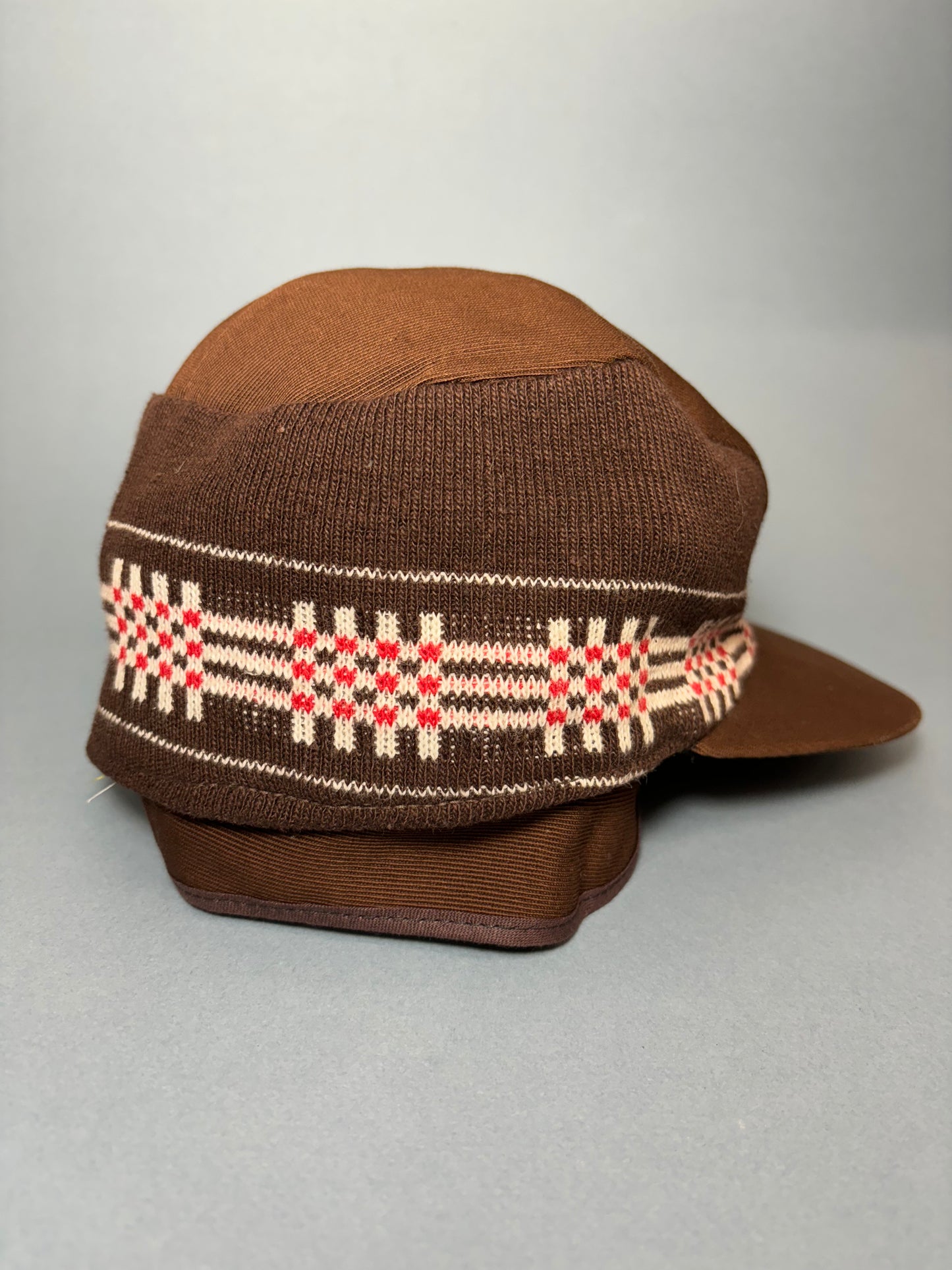 50's 60's "Marvelous Mrs. Maisel" Chocolate Brown Sweater Knit Earflap Winter Hat