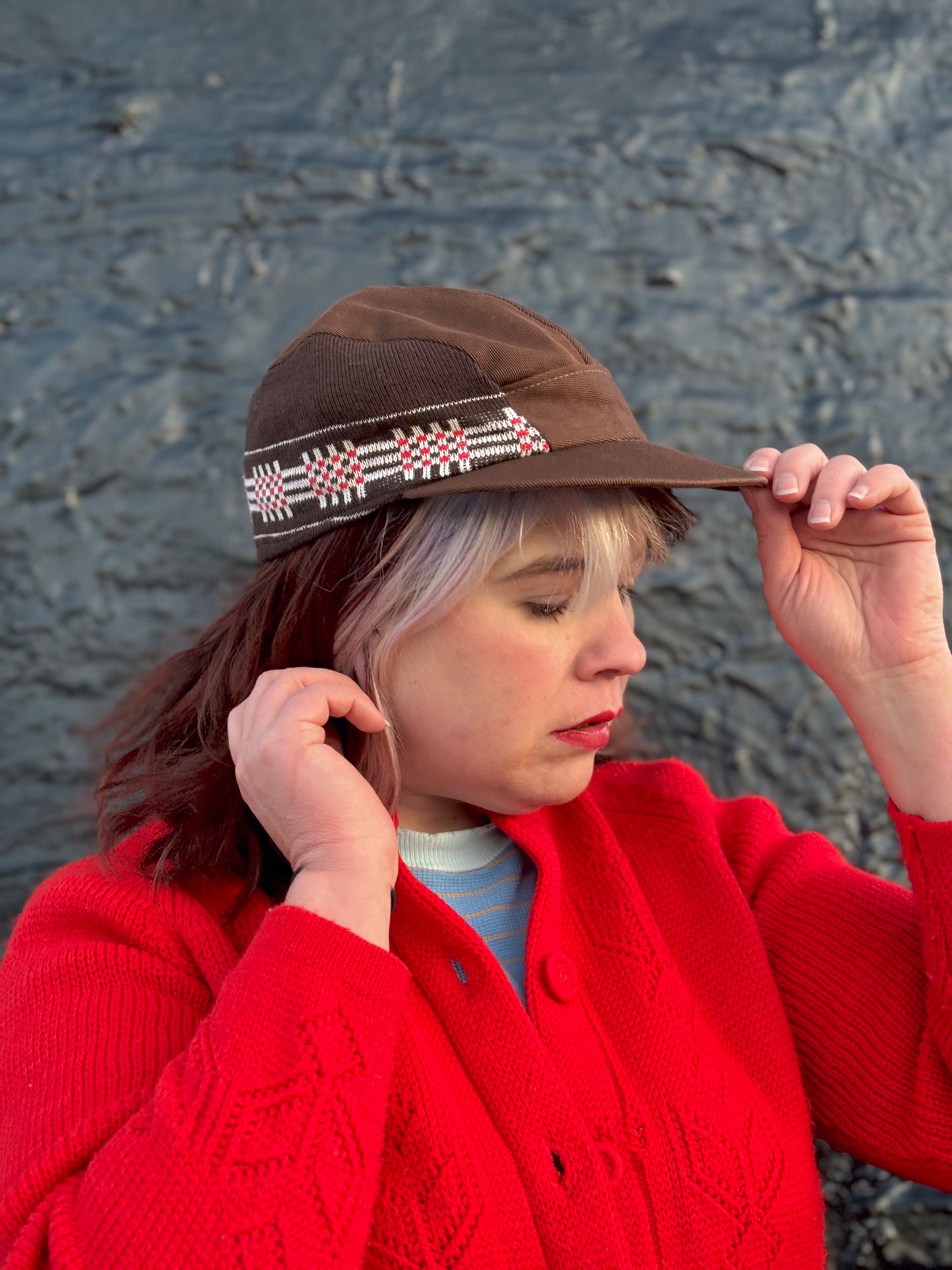 50's 60's "Marvelous Mrs. Maisel" Chocolate Brown Sweater Knit Earflap Winter Hat