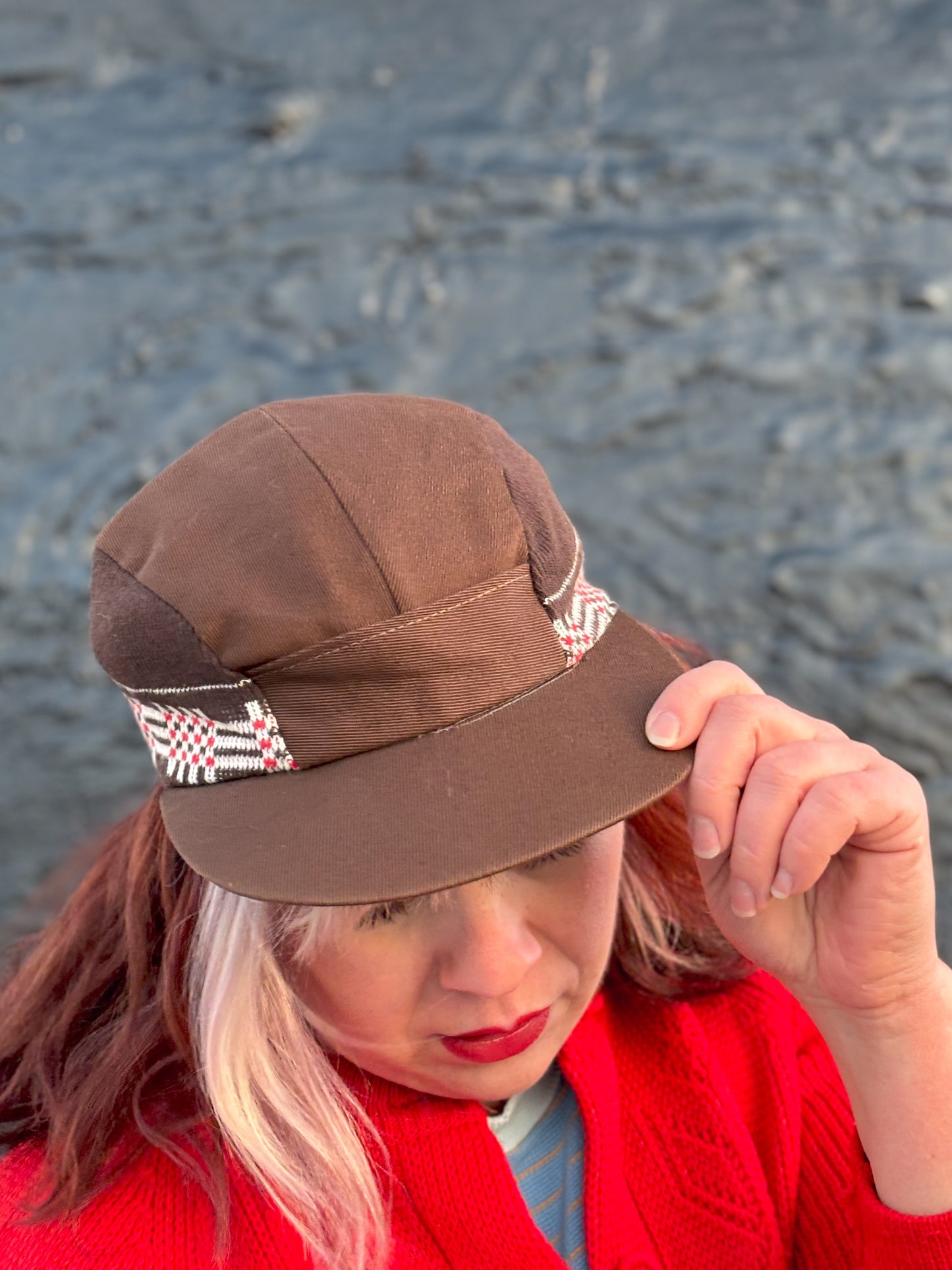 50's 60's "Marvelous Mrs. Maisel" Chocolate Brown Sweater Knit Earflap Winter Hat