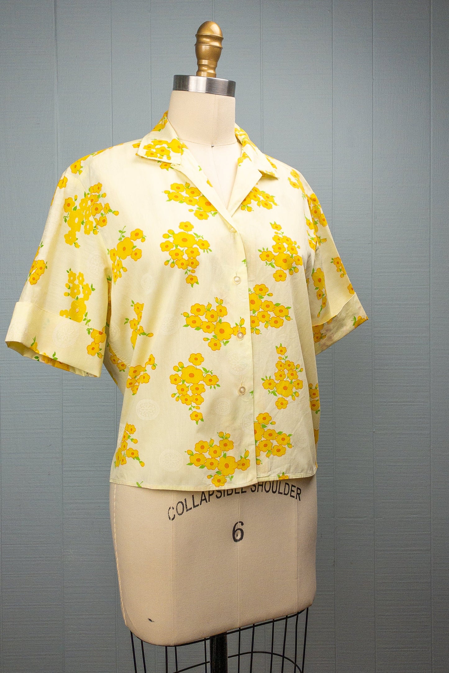 60's Yellow Daisy Chain Blouse | M/L