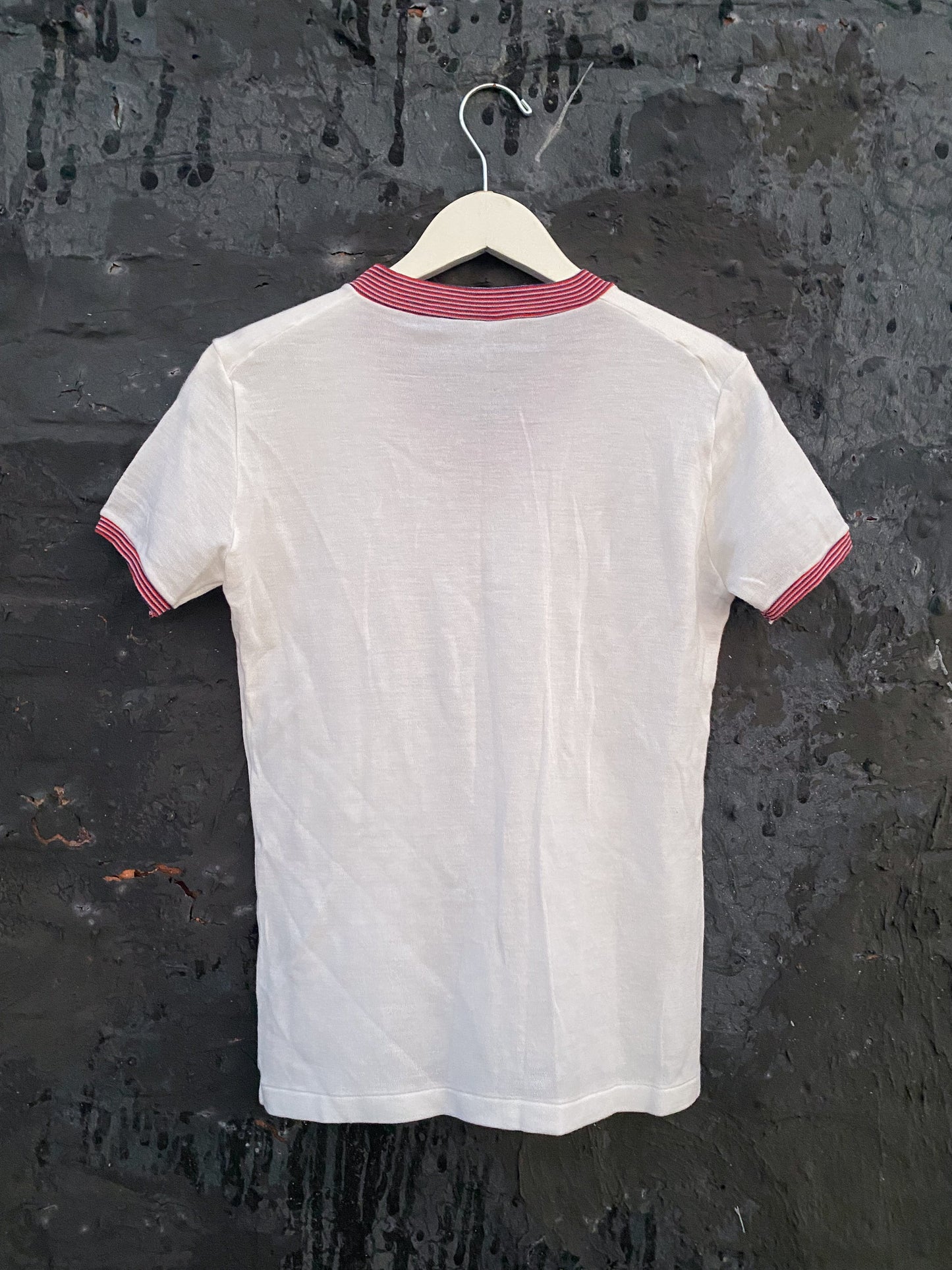 60s 70s V Neck Ringer Red White & Blue TShirt