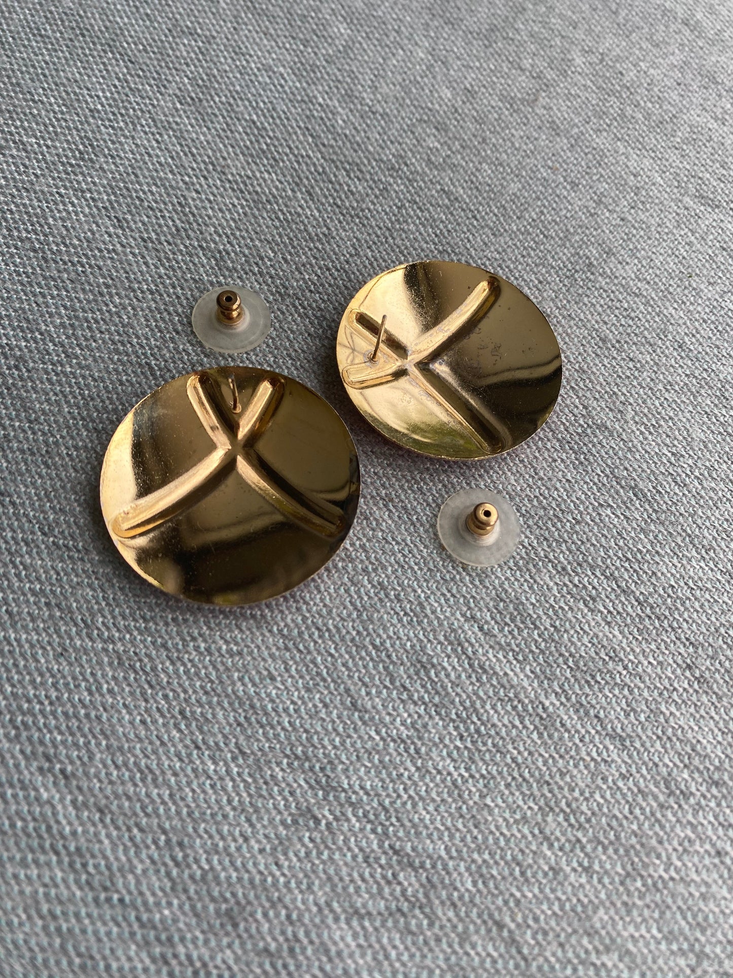 80's Statement Red Circle X Pierced Earrings