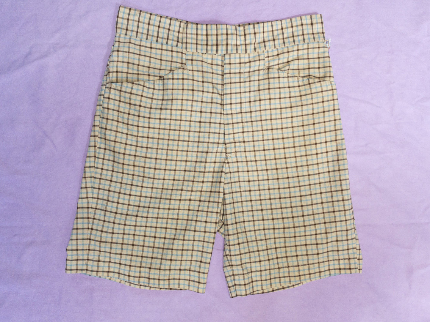 70's Tan Check High Waist Bermuda Short | 30"