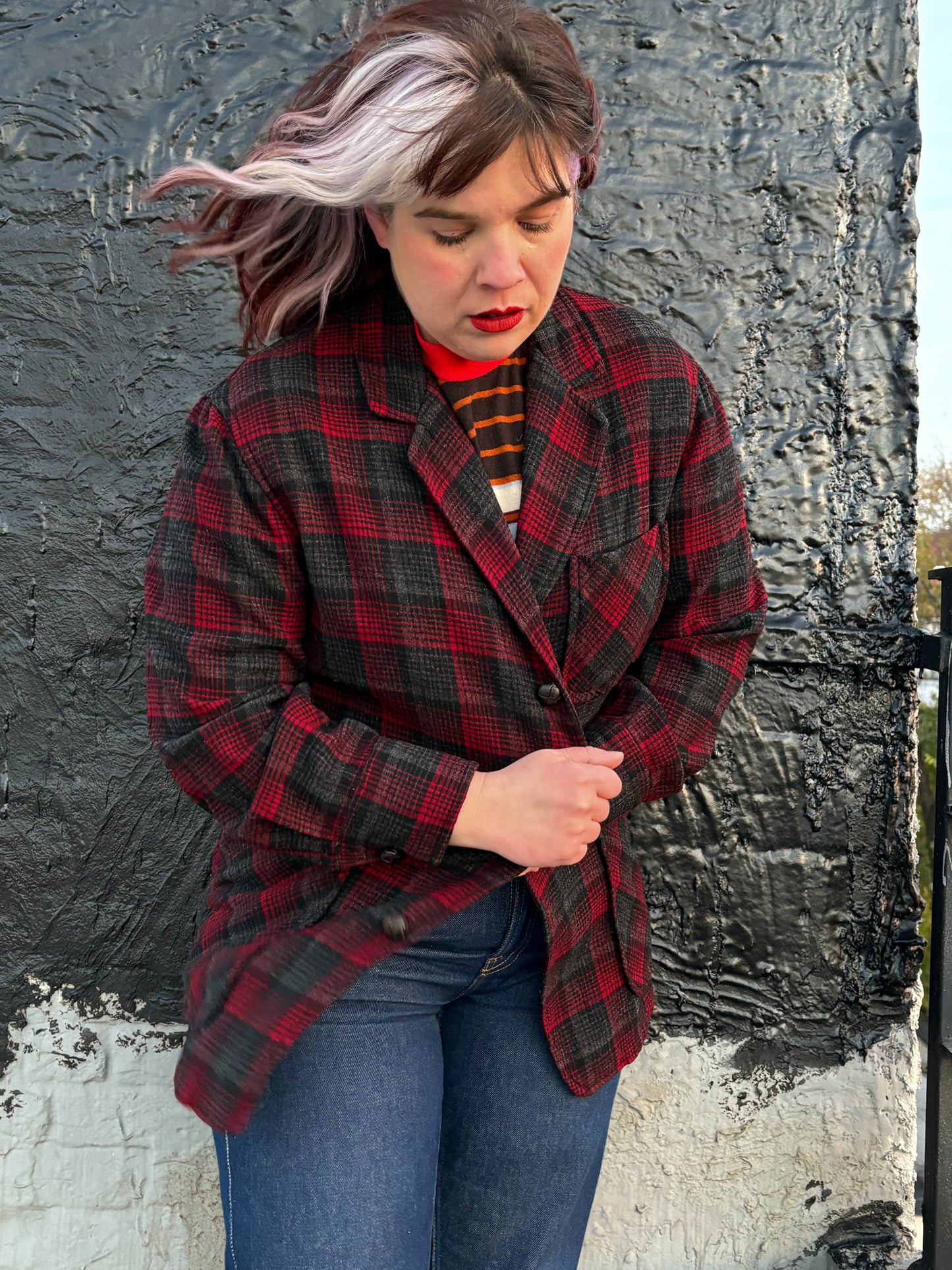50's 60's Mrs. Maisel Pendleton Red & Black Wool 49'er Jacket | L
