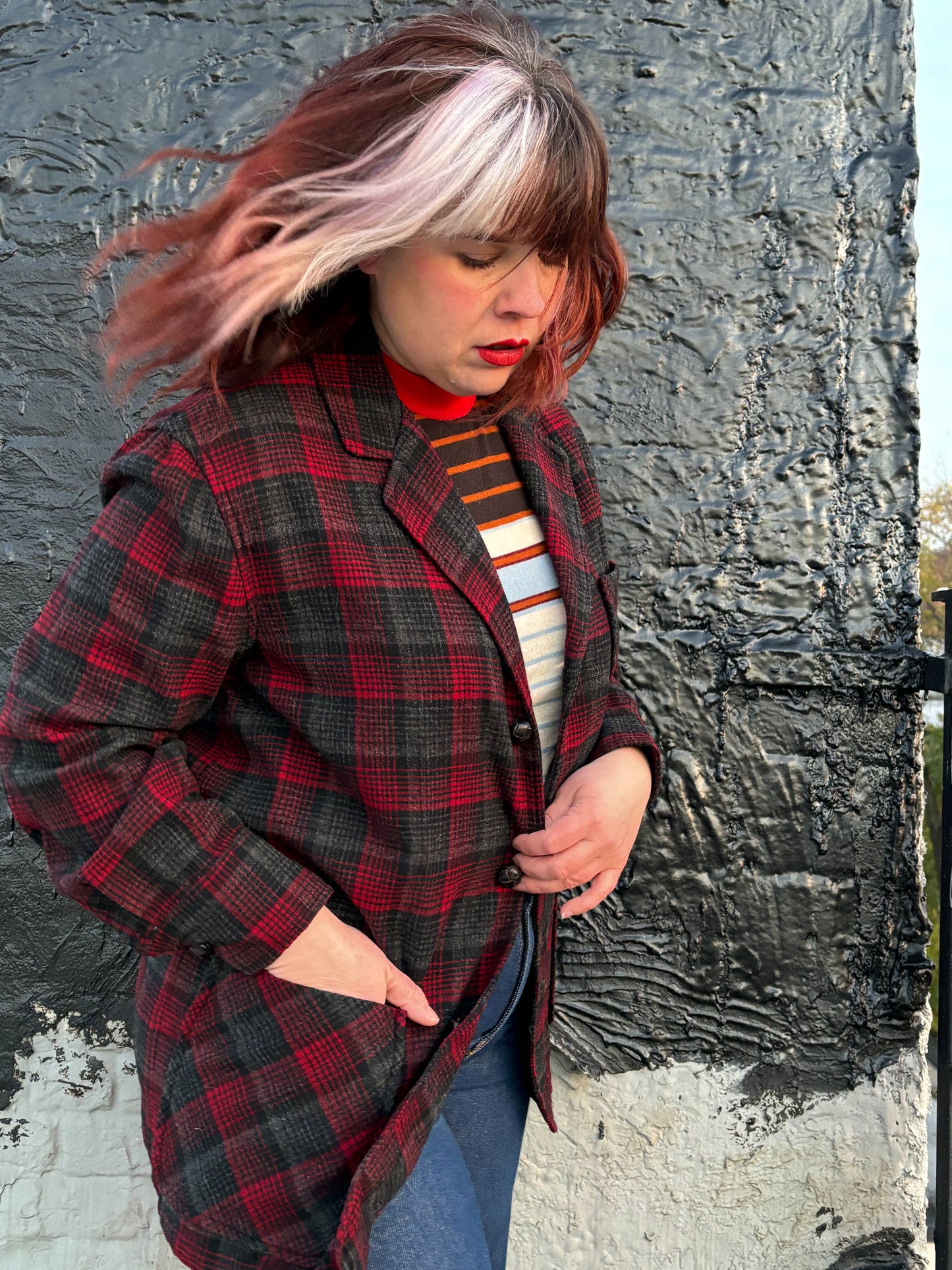 50's 60's Mrs. Maisel Pendleton Red & Black Wool 49'er Jacket | L