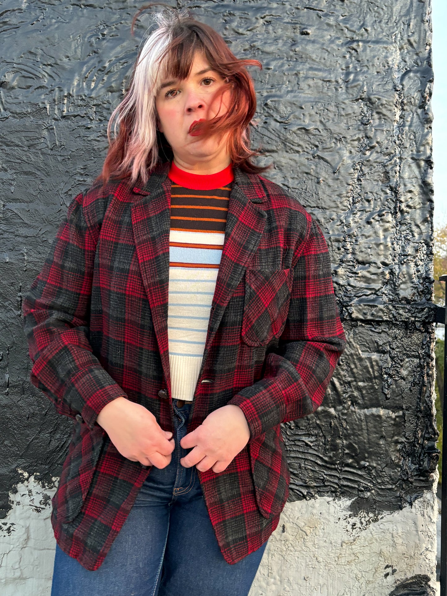 50's 60's Mrs. Maisel Pendleton Red & Black Wool 49'er Jacket | L