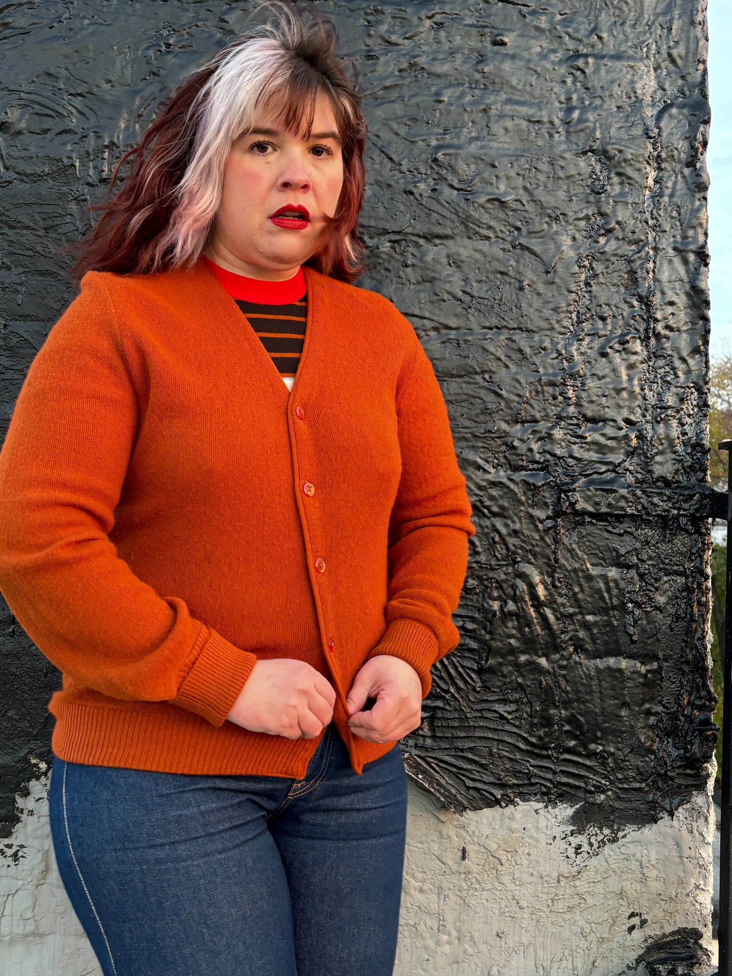 60's Mrs. Maisel Terracotta Orange Grandpa Cardigan | L/XL