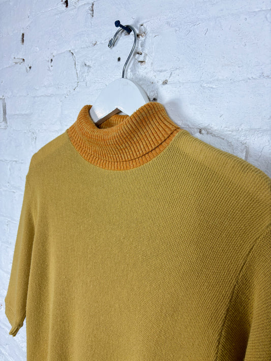 60's Mrs. Maisel Golden Yellow S/S Turtleneck Sweater | M/L