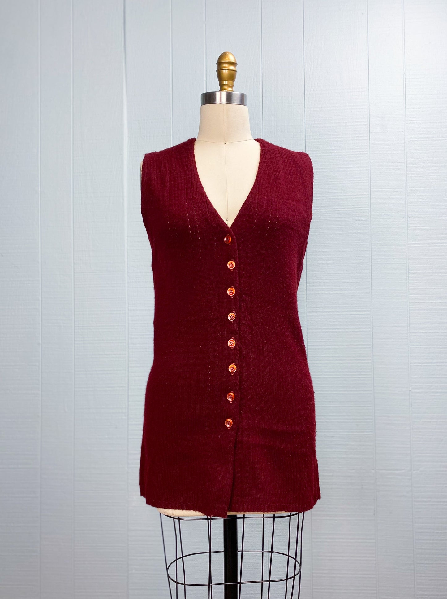 60's 70's Maroon Cable Knit Sweater Vest Bryant 9 by Carol Horn