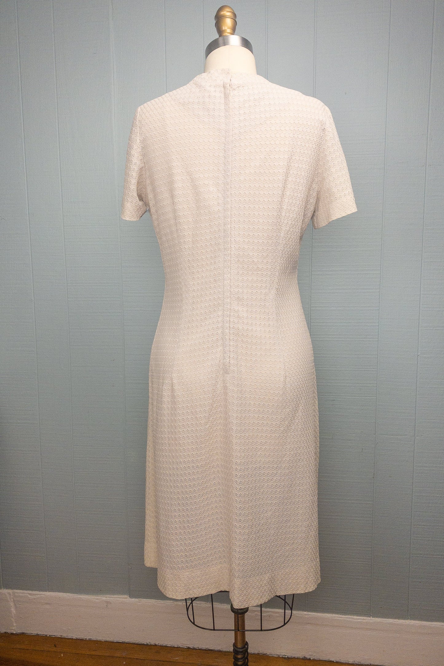 60's 70's Cream Eyelet Dress | S