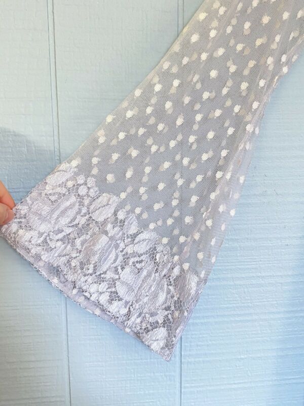 Dove Grey & White Lace Dot Sheer Maxi Dress | XS/S