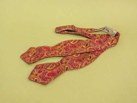 50's Brown & Red Paisley Self-Tie Bowtie