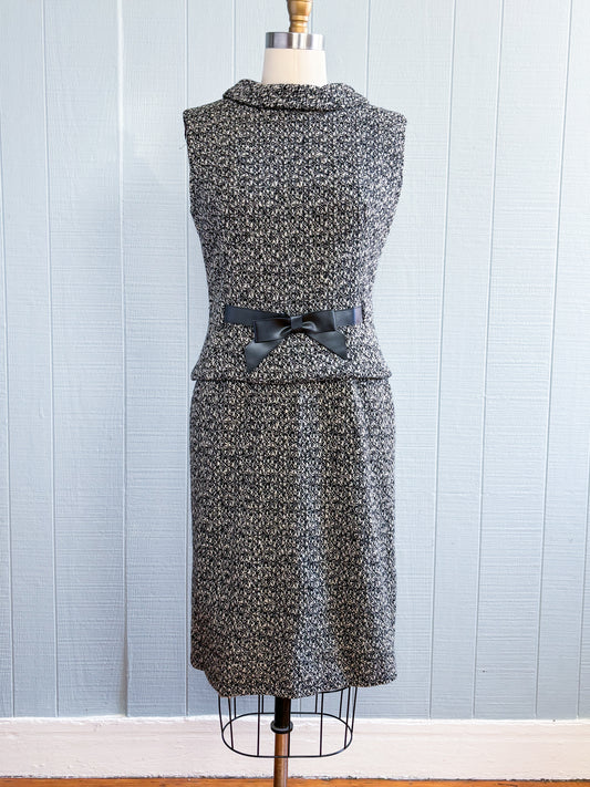 50's 60's Bows & Tweed Black & White Skirt Set | Lord & Taylor | W: 26"