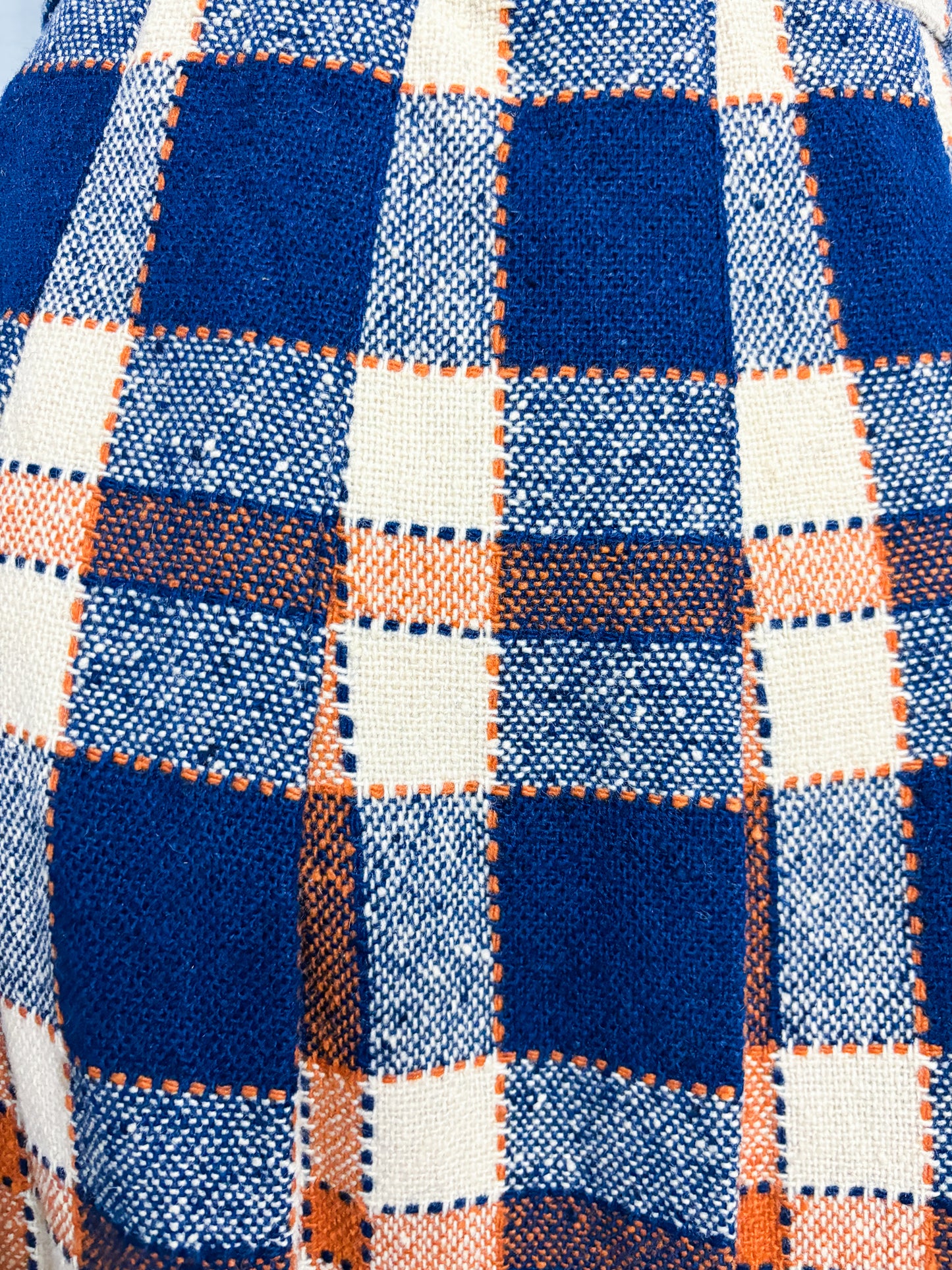 60's Navy Orange Pleated Wool Skirt | W: 35"