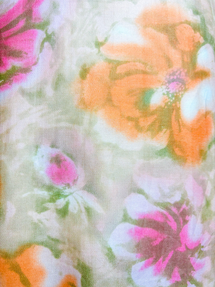 60's Mrs. Maisel Champagne, Pink & Orange Floral Cotton Dress | XXS