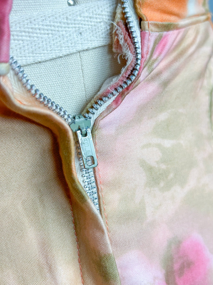 60's Mrs. Maisel Champagne, Pink & Orange Floral Cotton Dress | XXS
