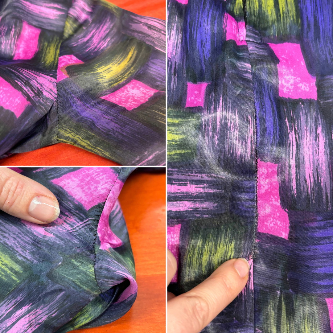 50's 60's Mrs. Maisel Purple Pink Green Wiggle Dress | XXS/XS