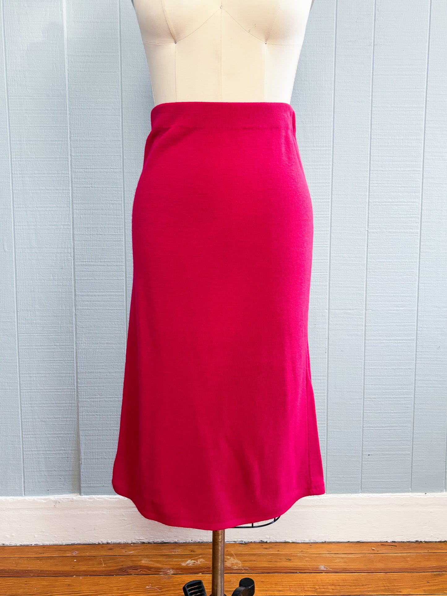60's Mrs. Maisel Sears Magenta Pink Knit Skirt Set | M/L