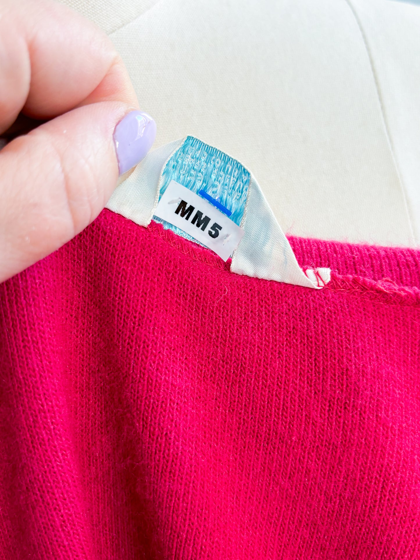60's Mrs. Maisel Sears Magenta Pink Knit Skirt Set | M/L