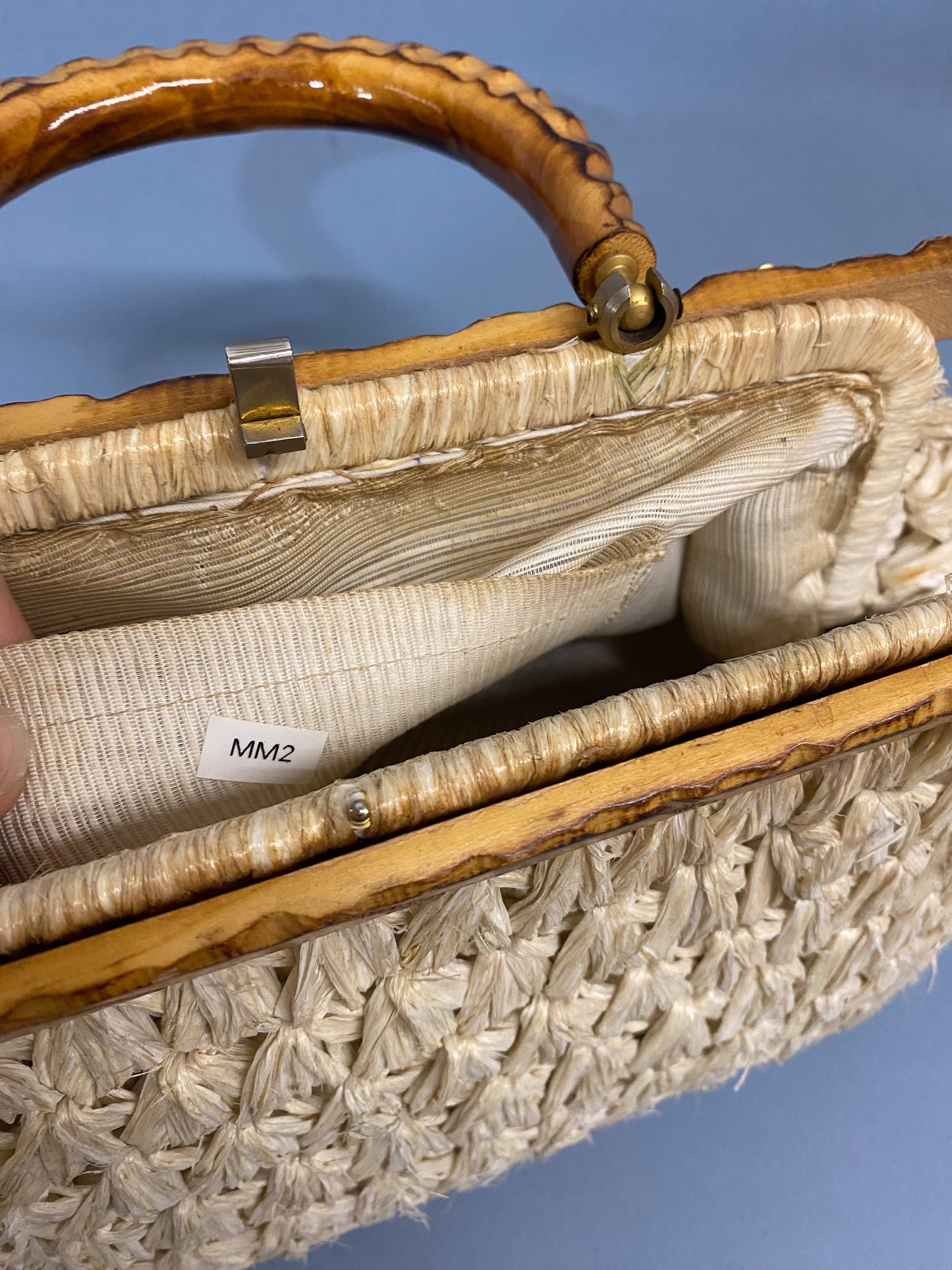 50's 60's Mrs. Maisel Bamboo & Straw Puffed Purse