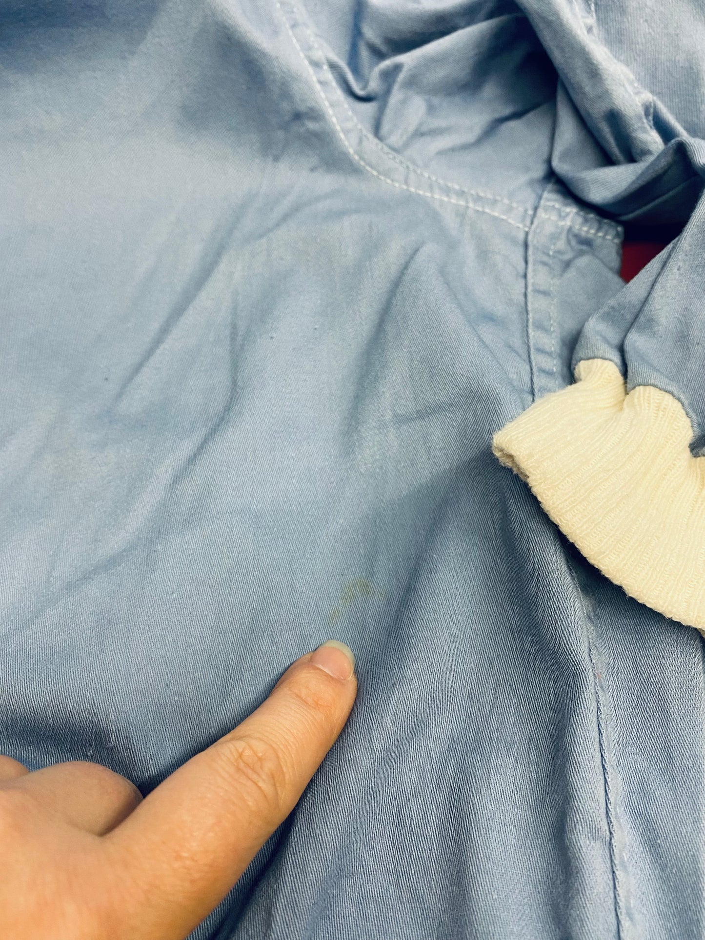 50's Baby Blue Cotton & Knit Cardigan Jacket | M