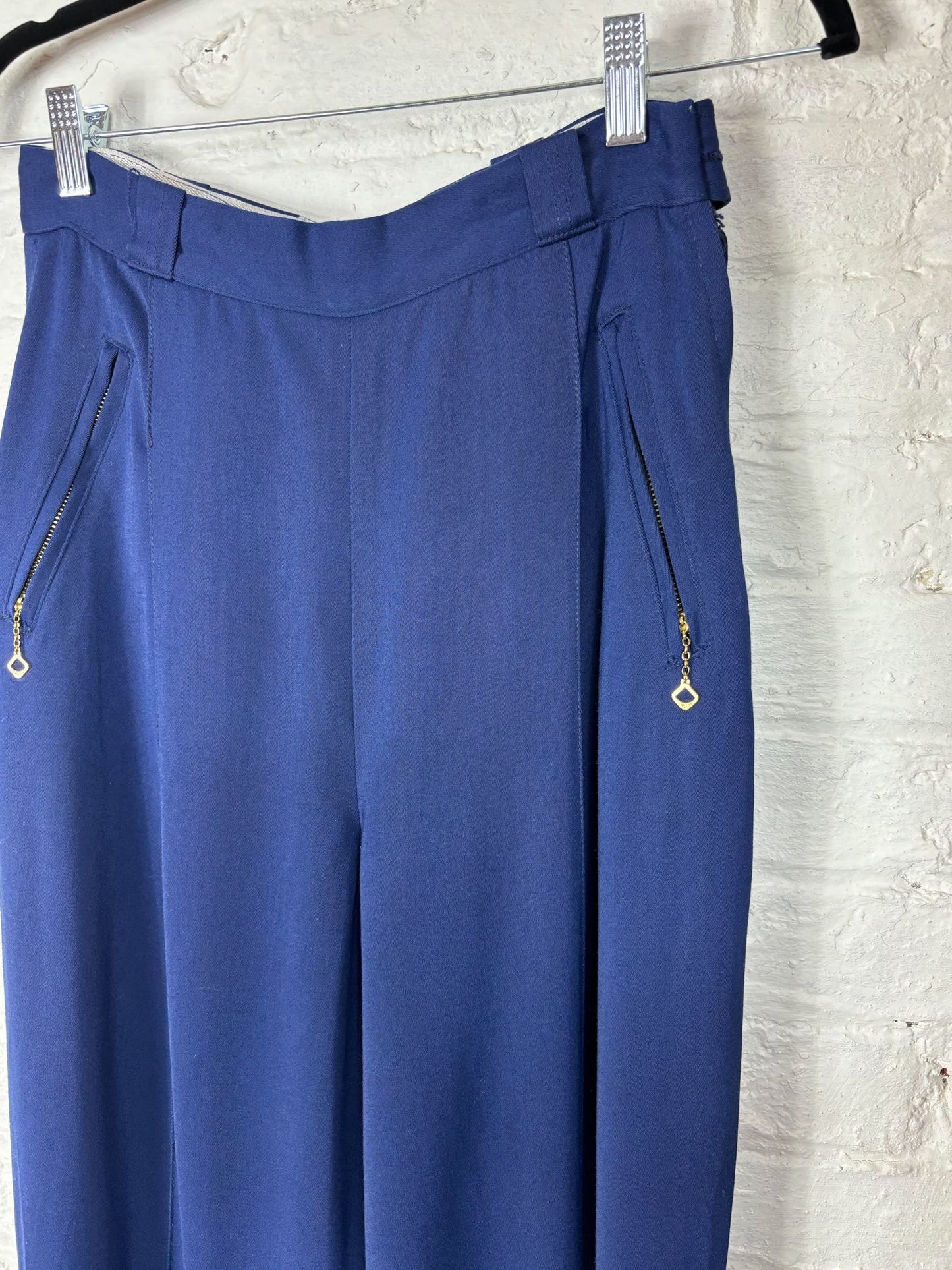 40's Navy Blue Wool High Waist Ski Pants | W: 28"