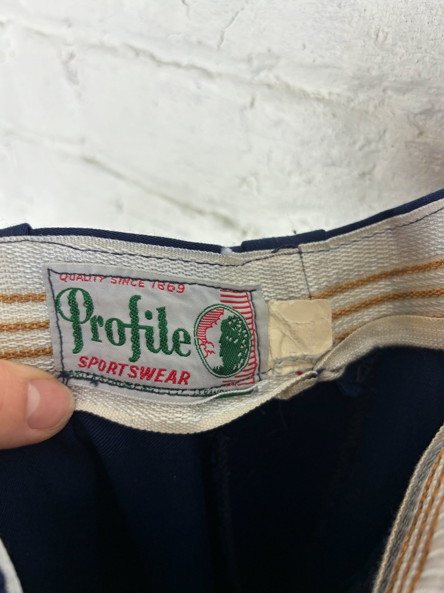 40's Navy Blue Wool High Waist Ski Pants | W: 28"