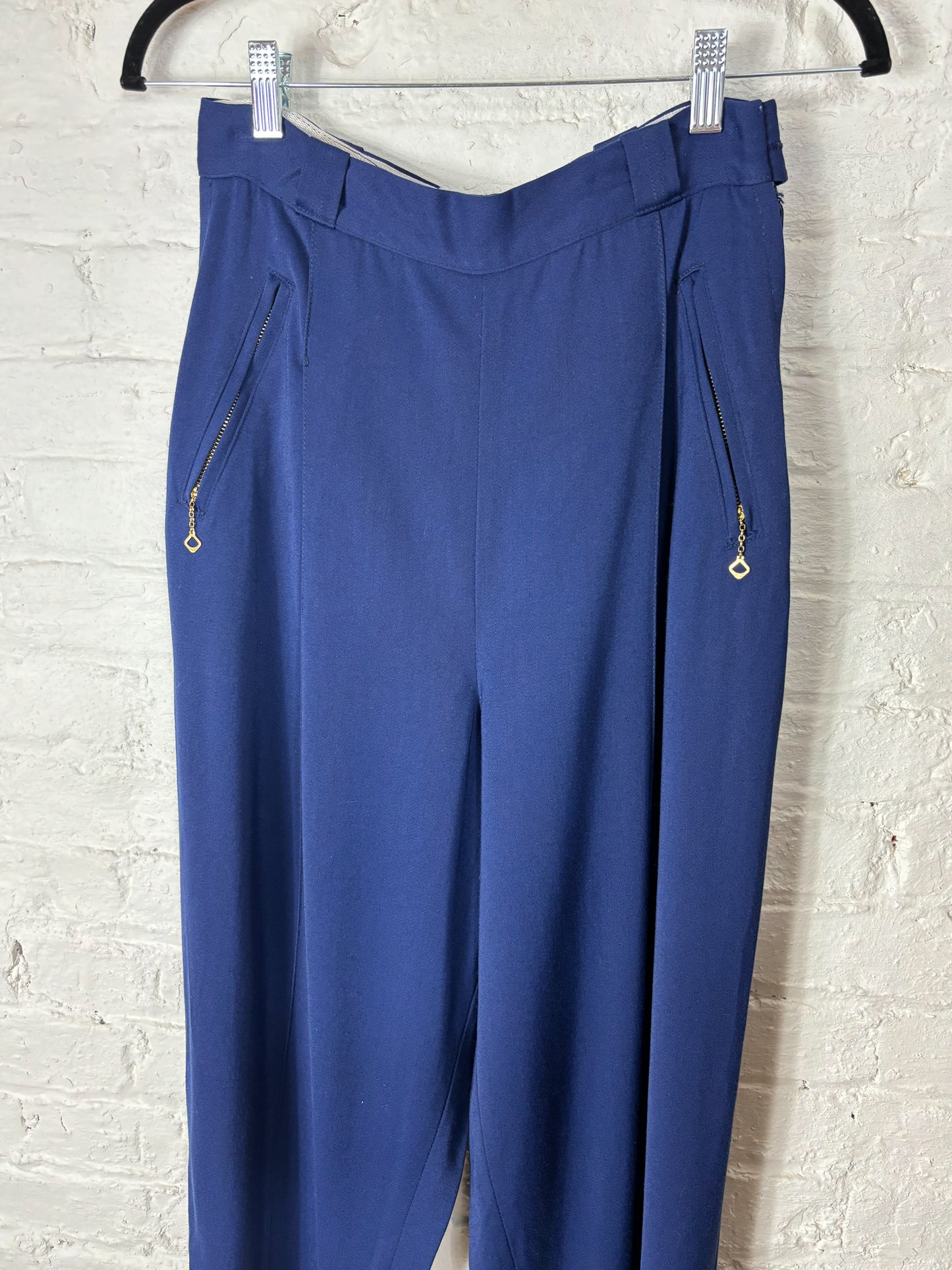 40's Navy Blue Wool High Waist Ski Pants | W: 28"