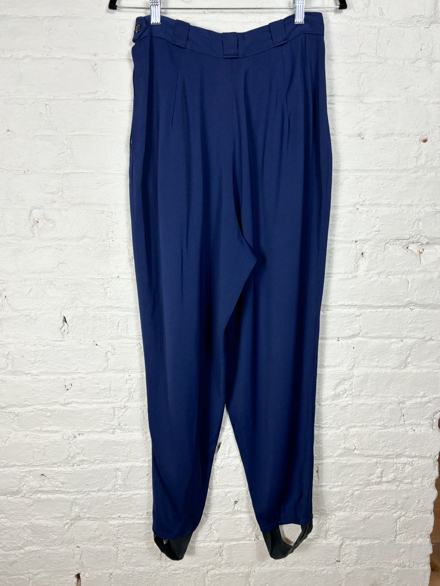 40's Navy Blue Wool High Waist Ski Pants | W: 28"
