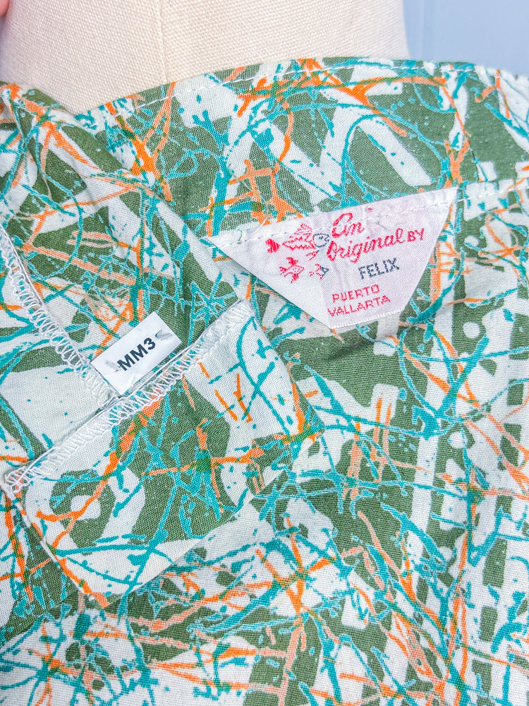 50s Mrs. Maisel Green Batik Novelty Wrap Skirt | M/L