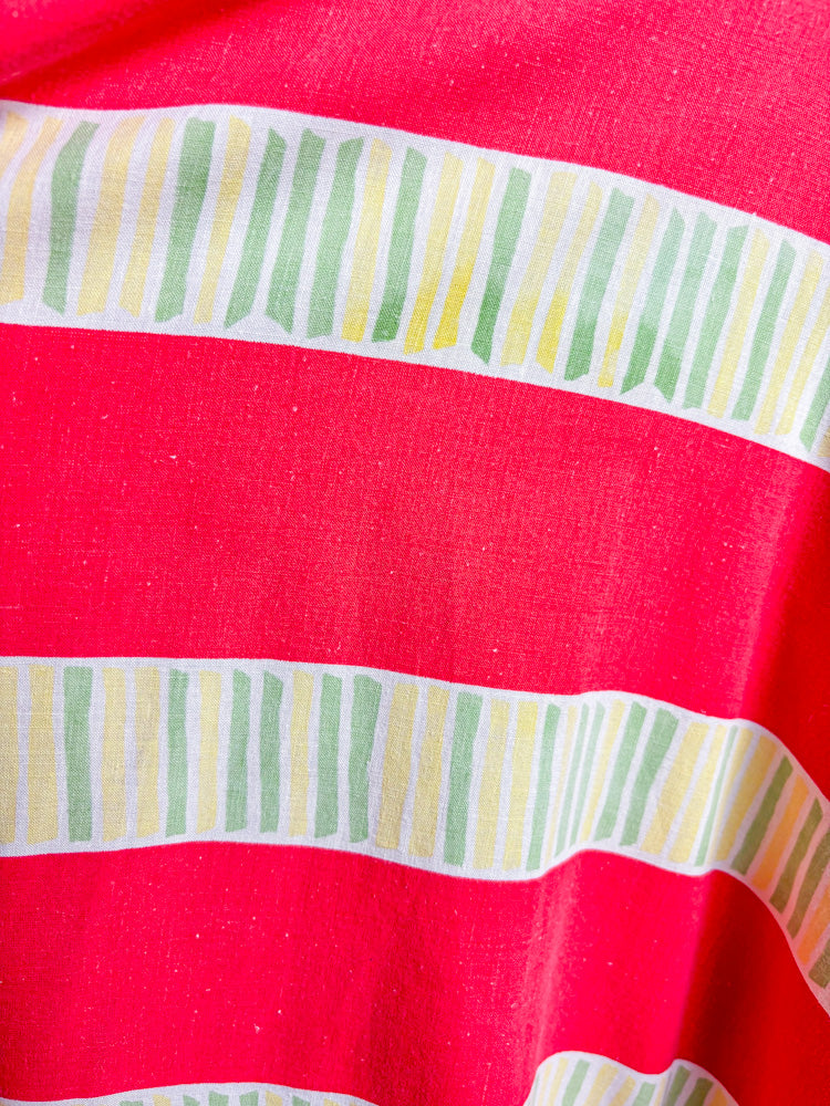 50s Mrs. Maisel Red Stripe Cotton Patio Skirt | W: 25"