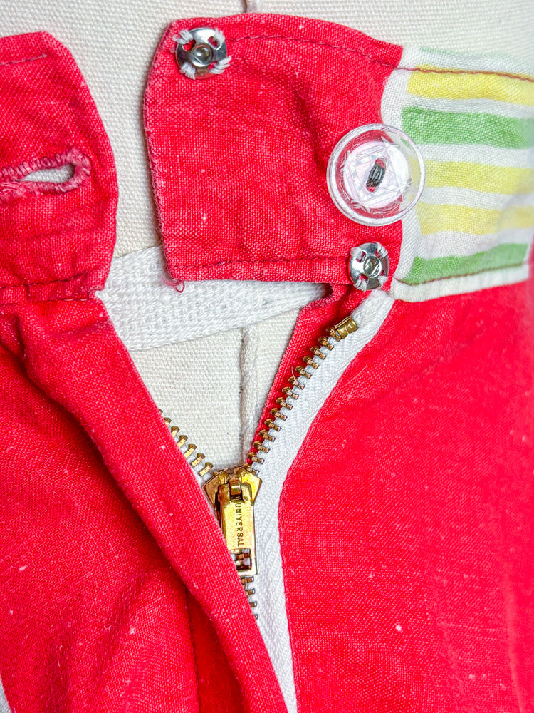 50s Mrs. Maisel Red Stripe Cotton Patio Skirt | W: 25"