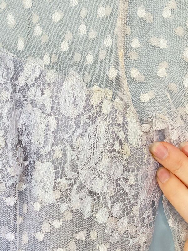 Dove Grey & White Lace Dot Sheer Maxi Dress | XS/S