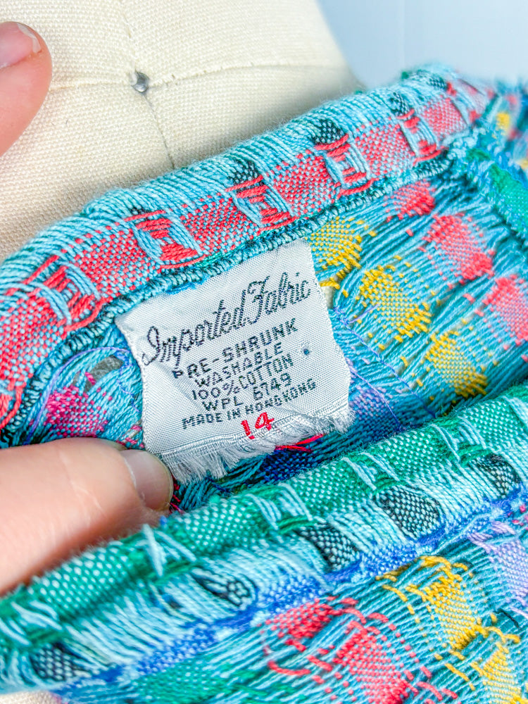 50s 60s Mrs. Maisel Teal & Rainbow Pedal Pushers