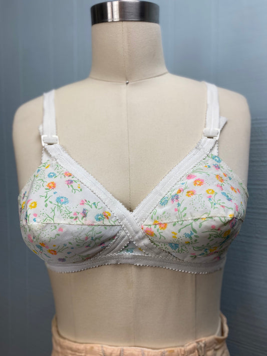 60's Pastel Floral Bullet Bra | 32DD/E
