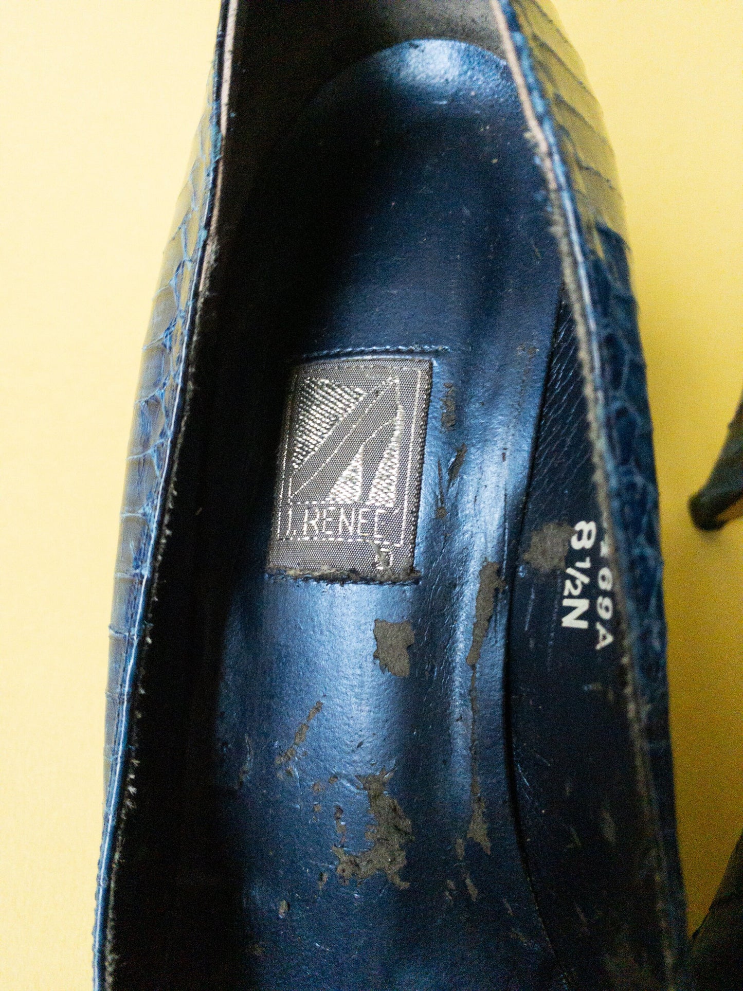 80s Blue Snakeskin Rosette High Heel Pumps by J Renee