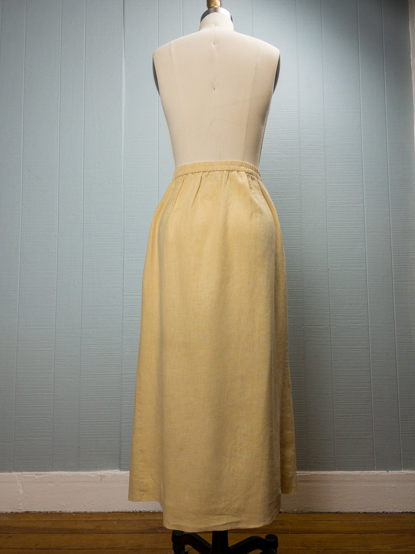 90's Butter Yellow Linen Maxi Skirt | L/XL