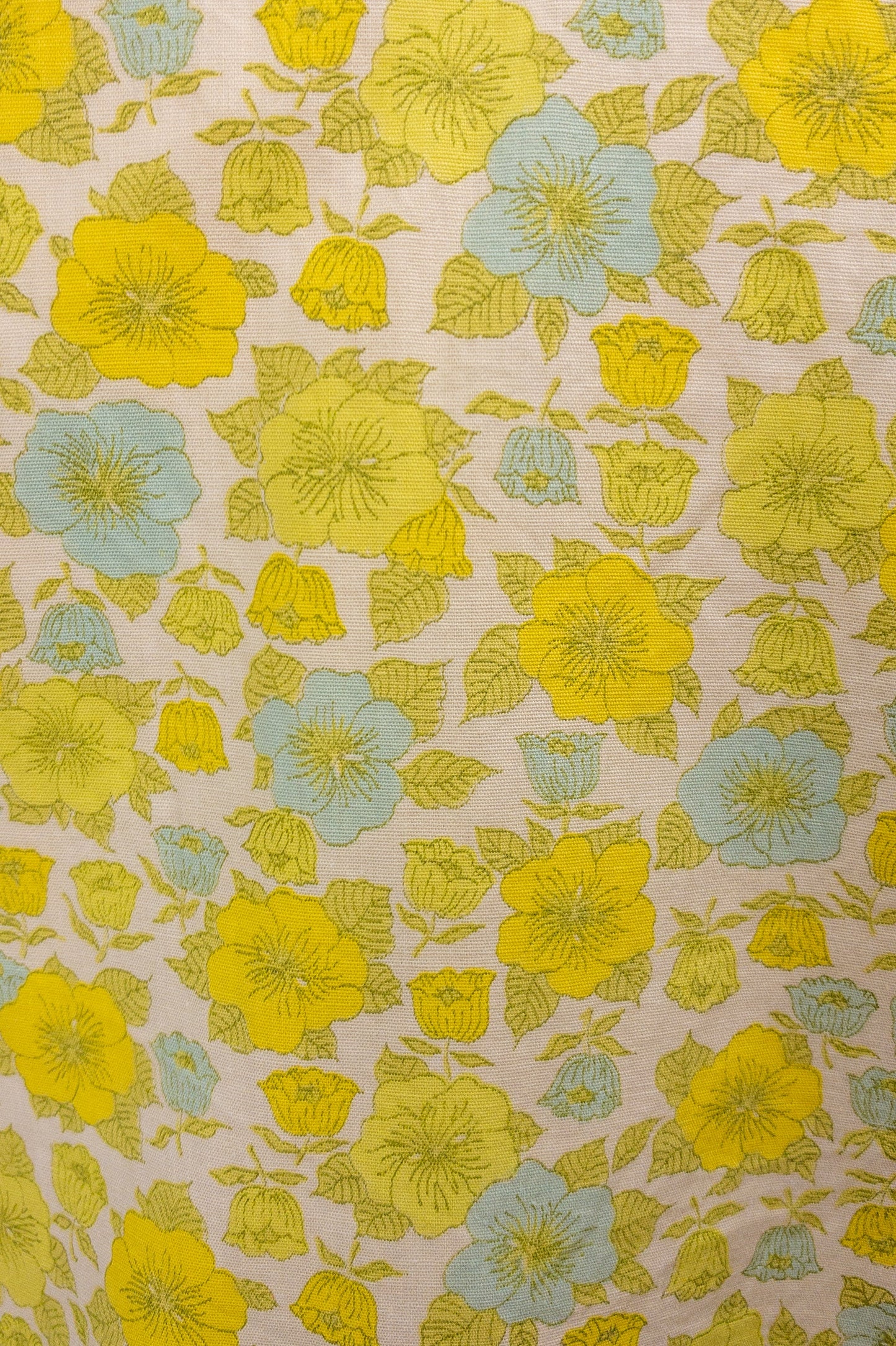 60's Yellow & Blue Ditsy Floral Sleeveless | M/L