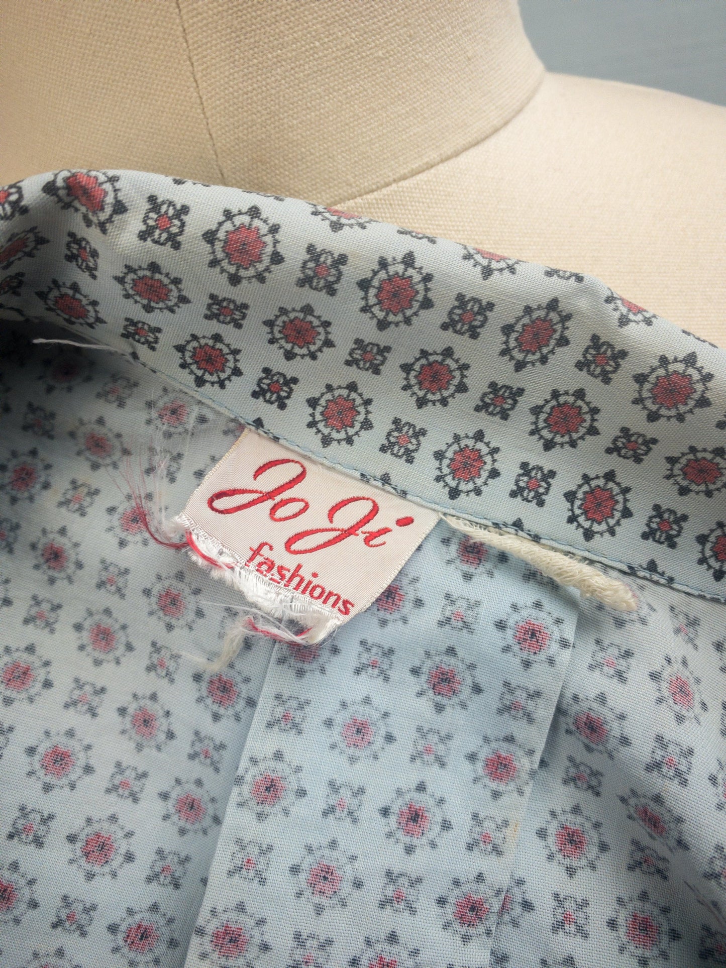 50s Pale Blue Ditsy Shirt Dress M/L