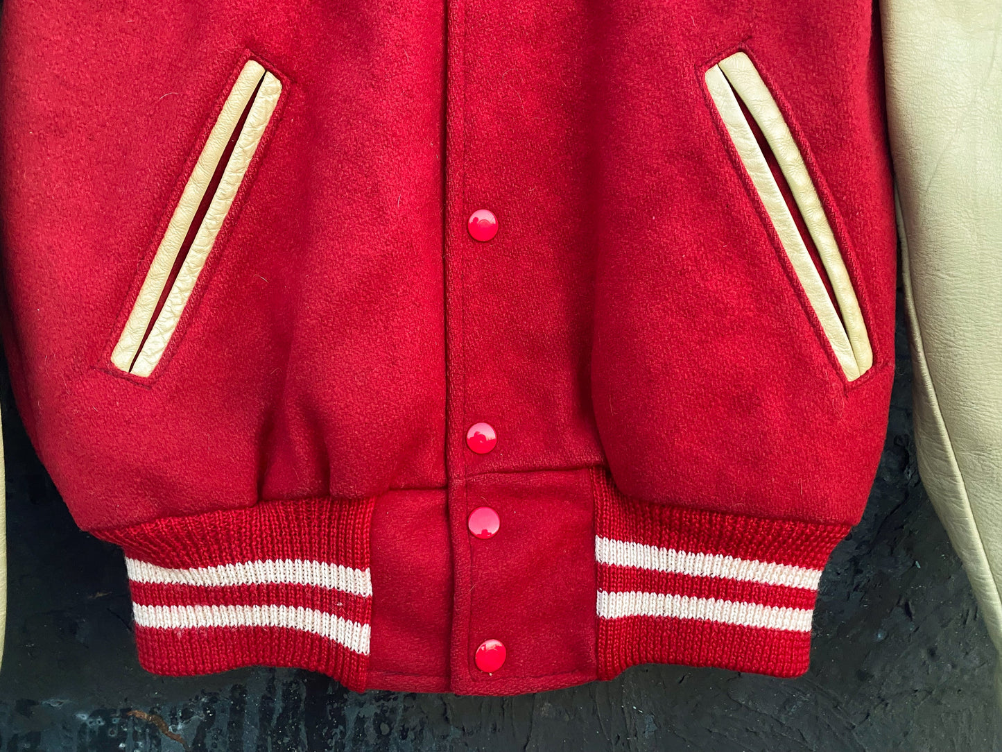 60s Red & Cream Cheer Letterman Jacket
