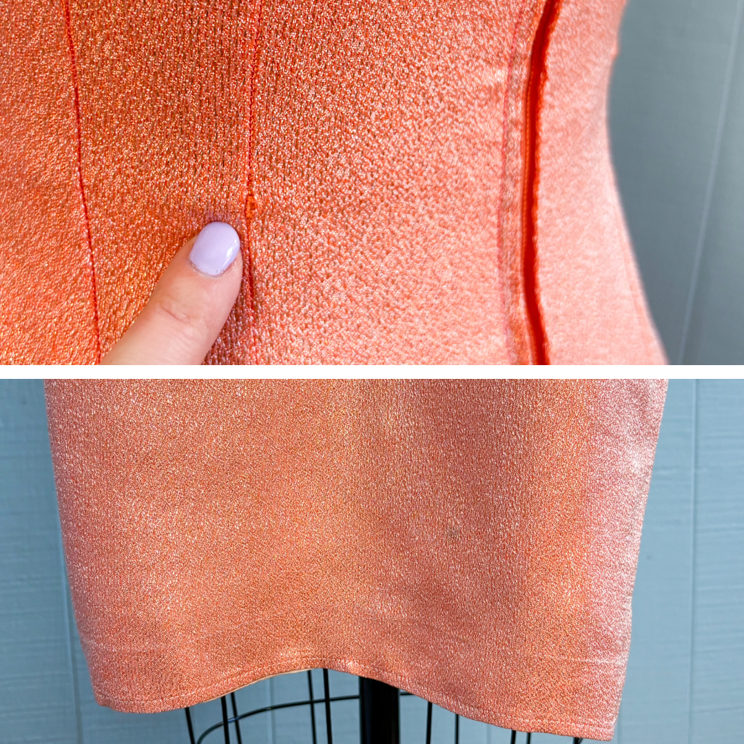 60's Mrs. Maisel Lurex Shimmer Peach Cocktail Dress | S