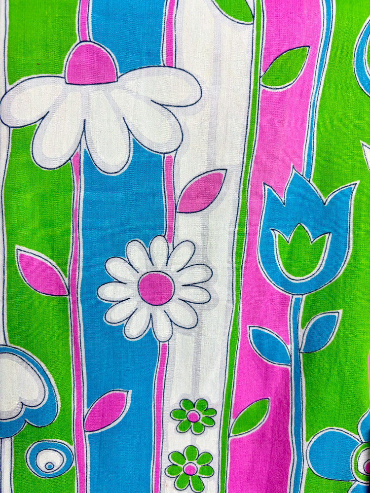 60s Mrs. Maisel Flower Power Stripe Shift Dress | S/M