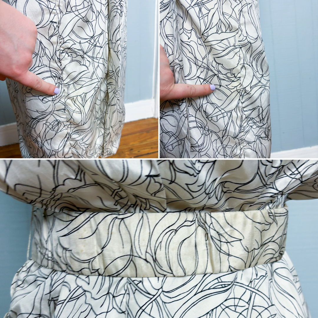 50's 60's Mrs. Maisel White Floral Outline Dress | S/M