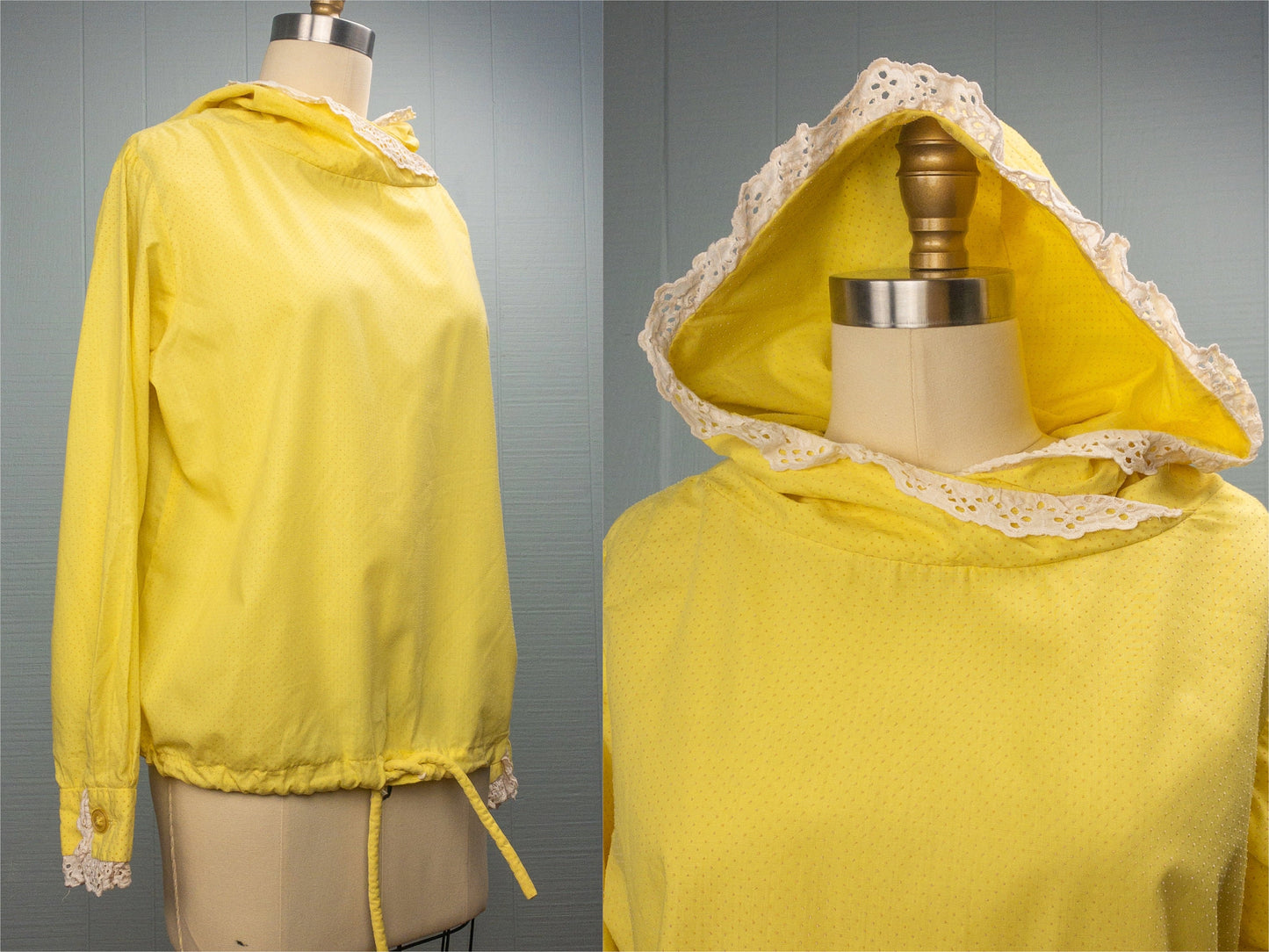 60's Yellow Dots & Lace Hoodie | S/M
