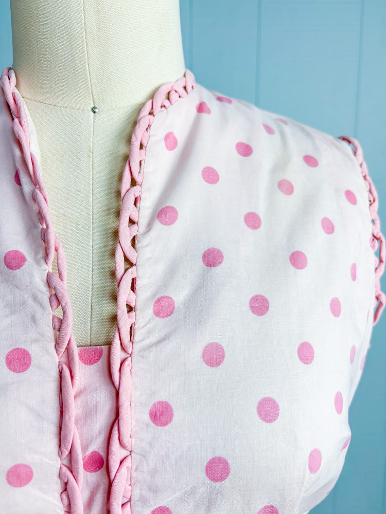 50s 60s Mrs. Maisel Pink Polka Dot Day Dress | S/M