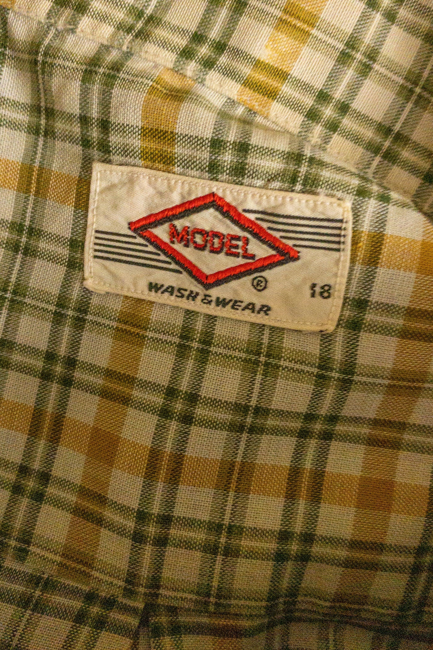 50's 60's Green & Yellow Plaid Button Down Shirt | M