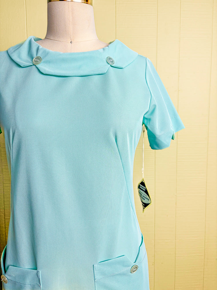 60s Mrs. Maisel Teal Tricot Shift | M