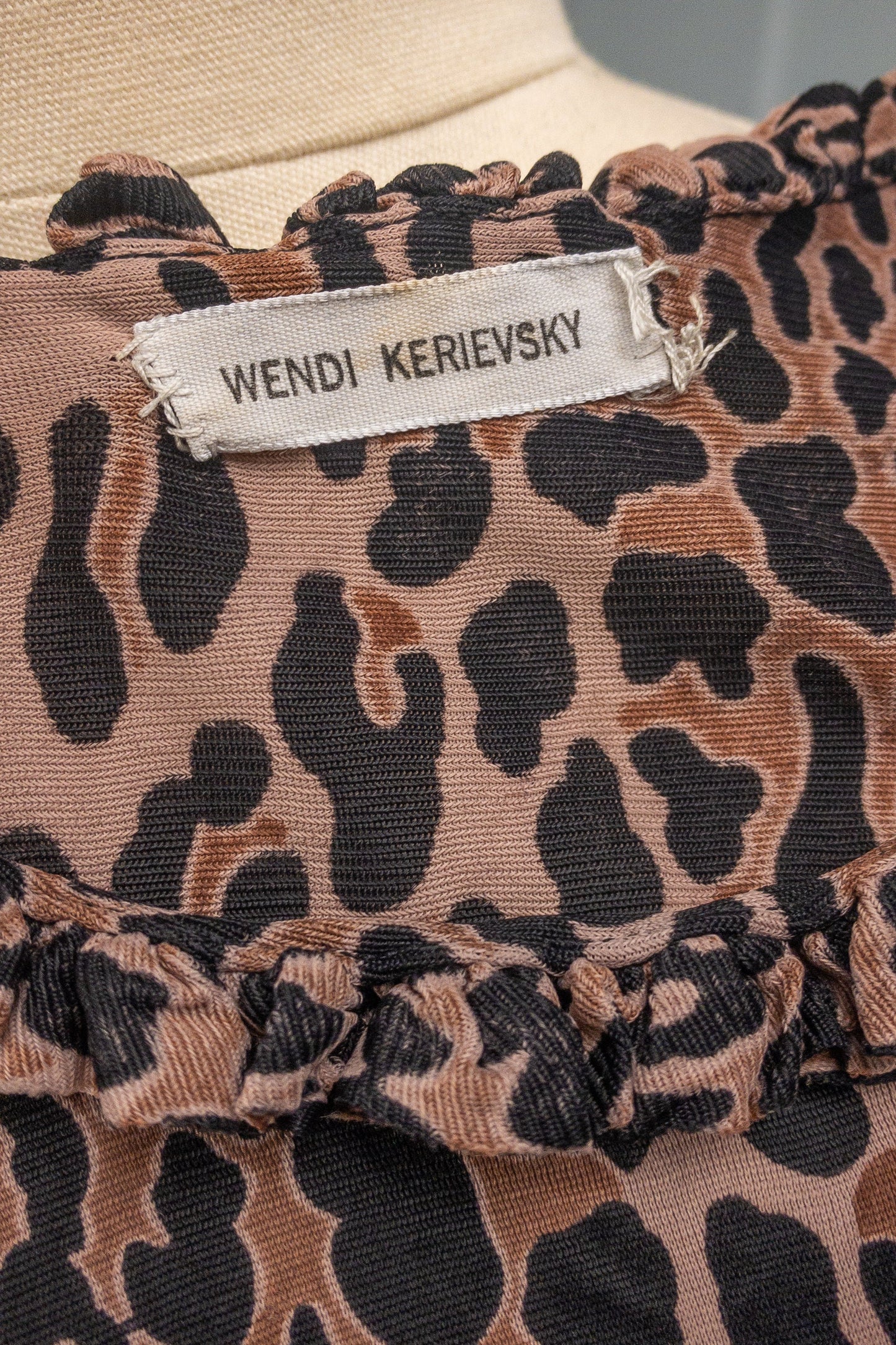 50s 60s Leopard Ruffle Tank Top | XXS/XS