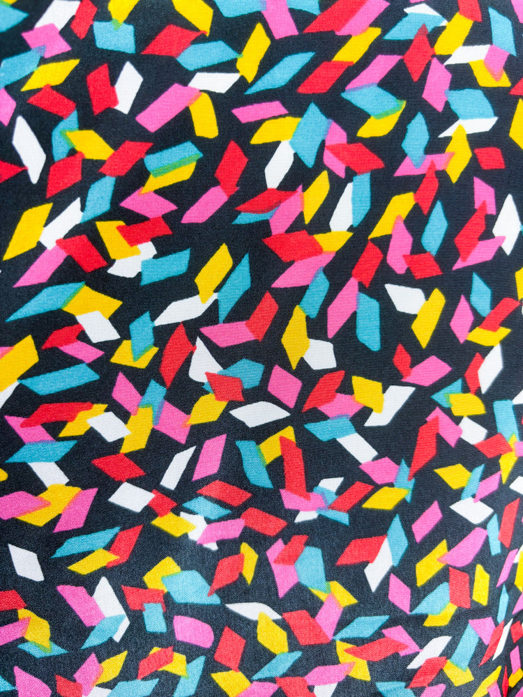 80's Rainbow Confetti Navy Blouse | XL